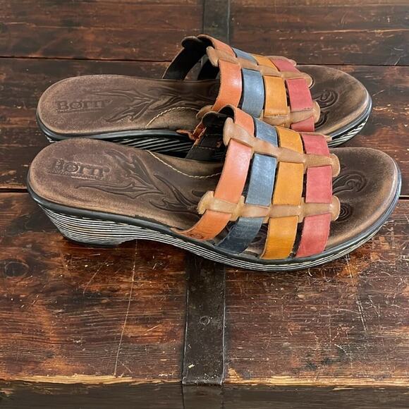 Born Multi-Color Leather Platform Sandals Size 7/38 - Picture 4 of 8